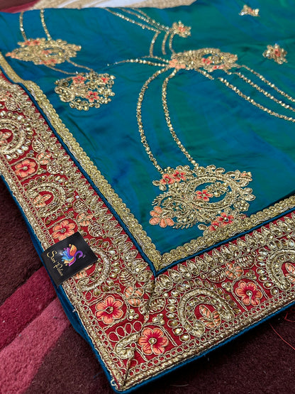 Peacock Blue Green Fancy Party wear Sari Indian Saree S40