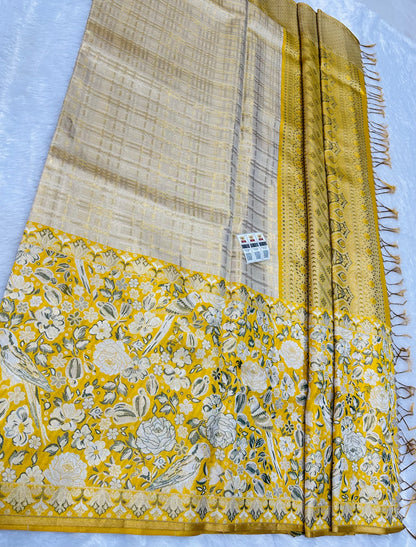 Bridal Golden Kanchipuram Pure Silk Saree Kanjivaram Sari SPK472