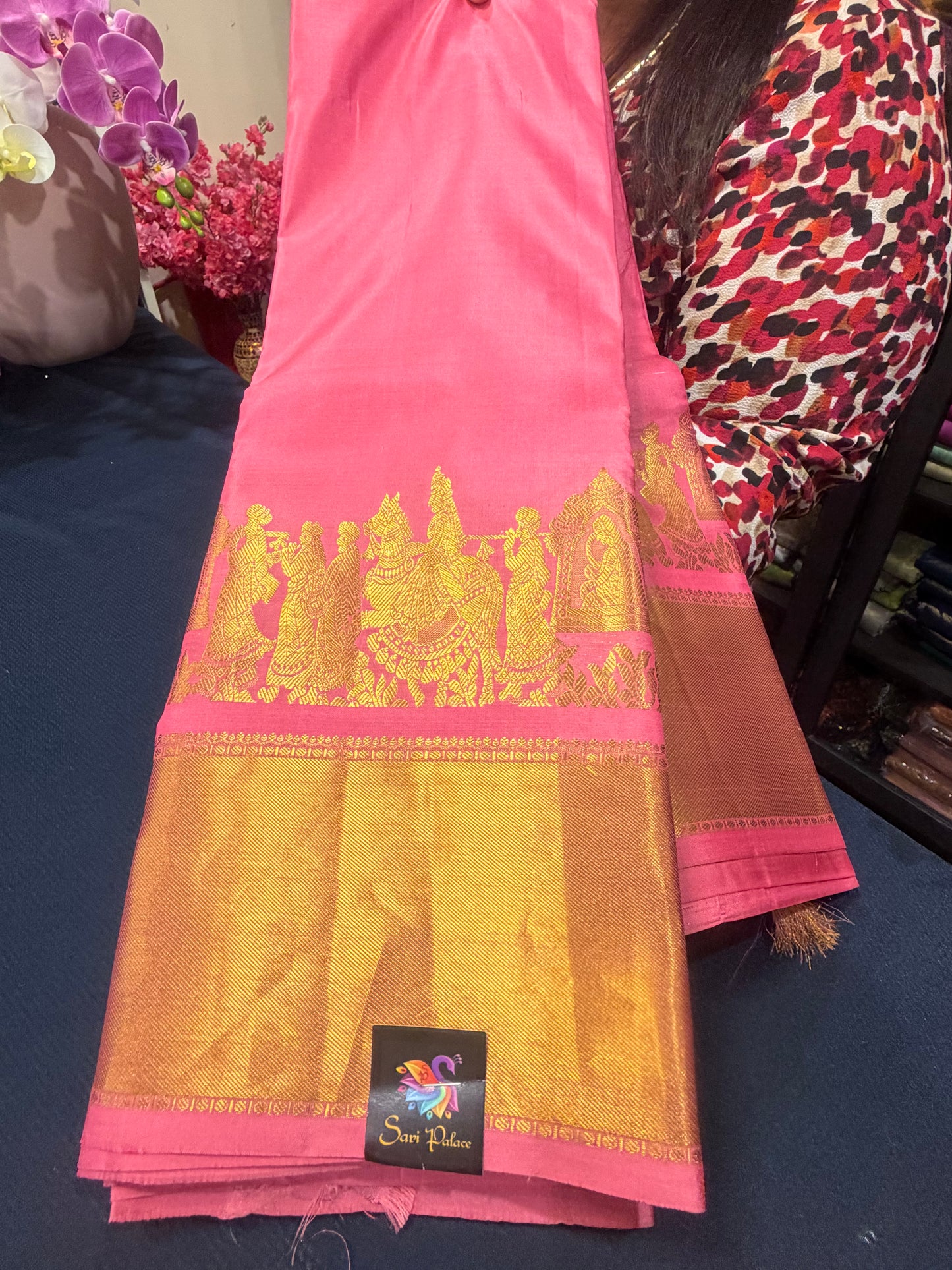 Kanchipuram Pure Silk Saree Pink Kanjivaram Sari SPK211