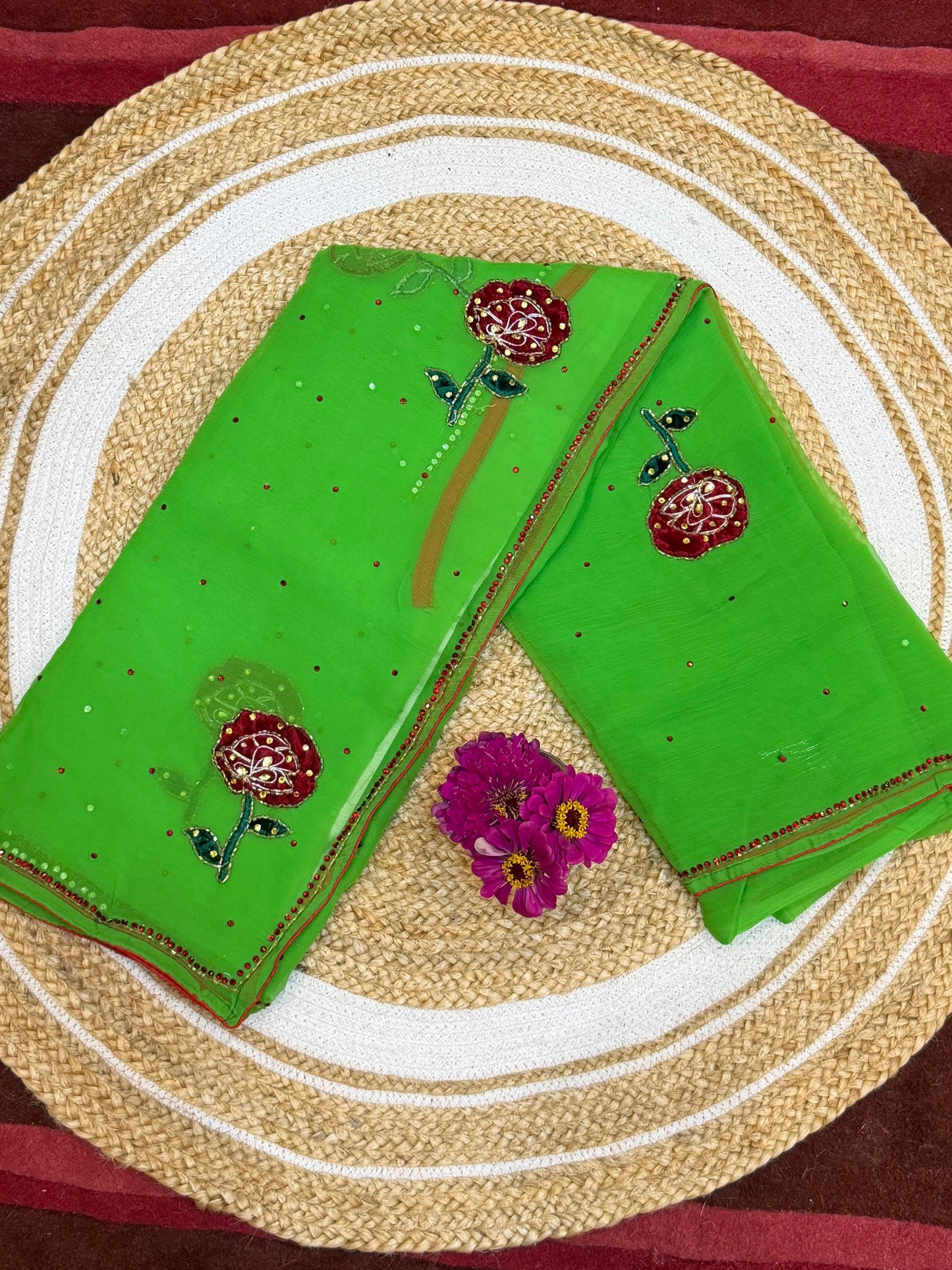 Chiffon Casual soft Sari Indian Fancy Saree Maroon S16