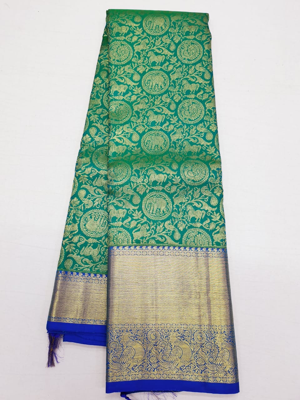 Bridal Kanchipuram Pure Silk Saree Green Kanjivaram Sari| SPK164