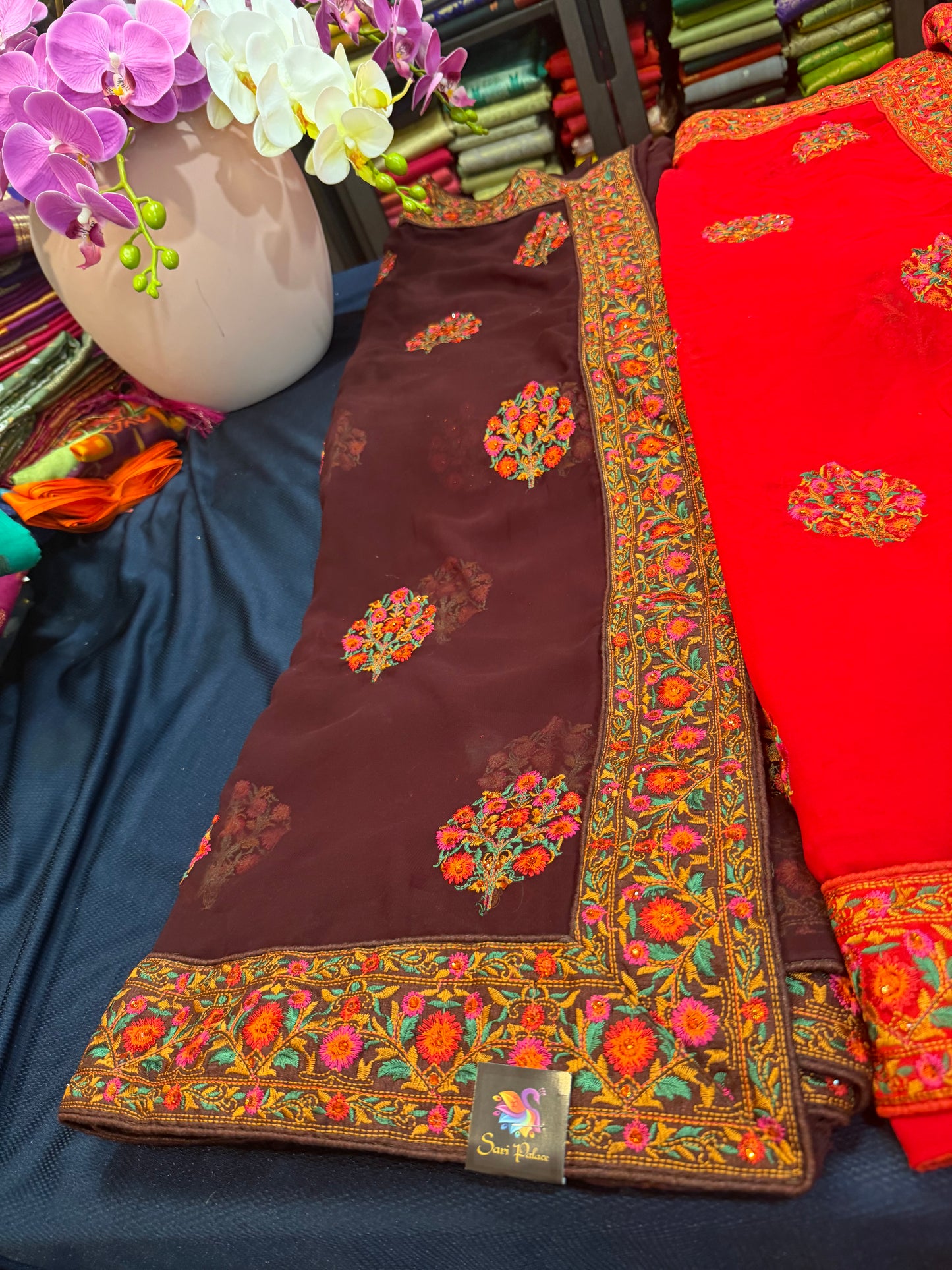 Georgette Sari Indian Fancy Party wear Saree SAR2