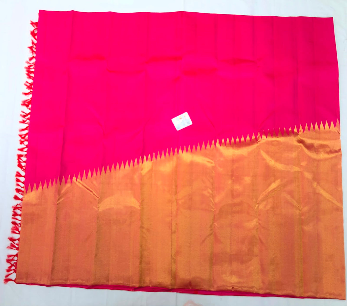 Raising Border Kanchipuram Pure Silk Saree Rani Pink Indian Kanjivaram Sari| SPK353