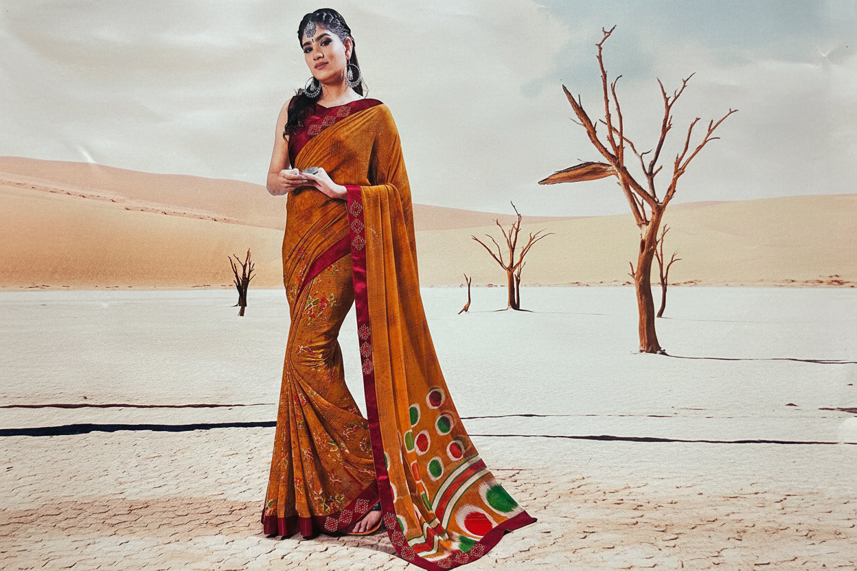 Casual wear Sari Indian Chiffon Saree S110