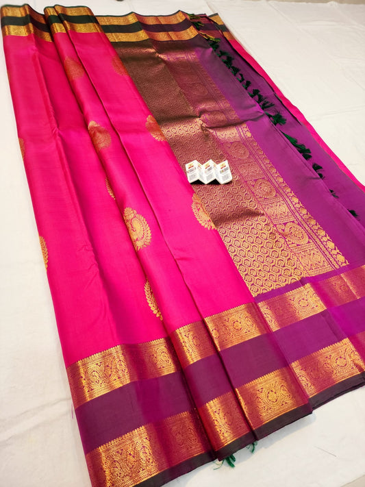 Vintage Kanchipuram Pure Silk Saree Bridal Kanjivaram Sari SPK278
