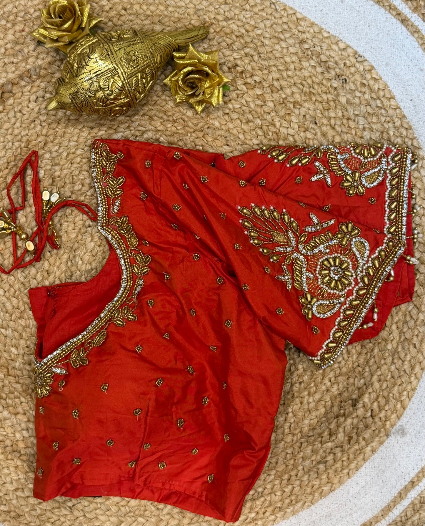 42” XL Size 12 size Aari Worked Sari Blouse Indian Saree Top Red B156