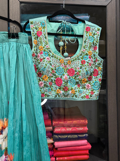 40” Indian Size Large size 10 Green Floral Lehenga L001