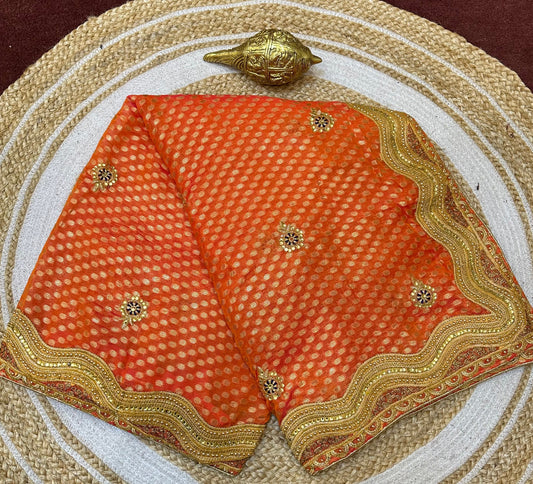 Sari Indian Bollywood Designer Fancy Party wear Saree Orange Z5