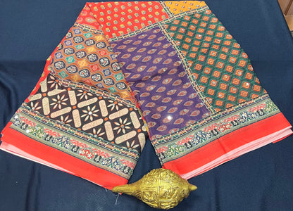 Multi coloured Mirror Worked Masakali Sari Indian Fancy Saree C3