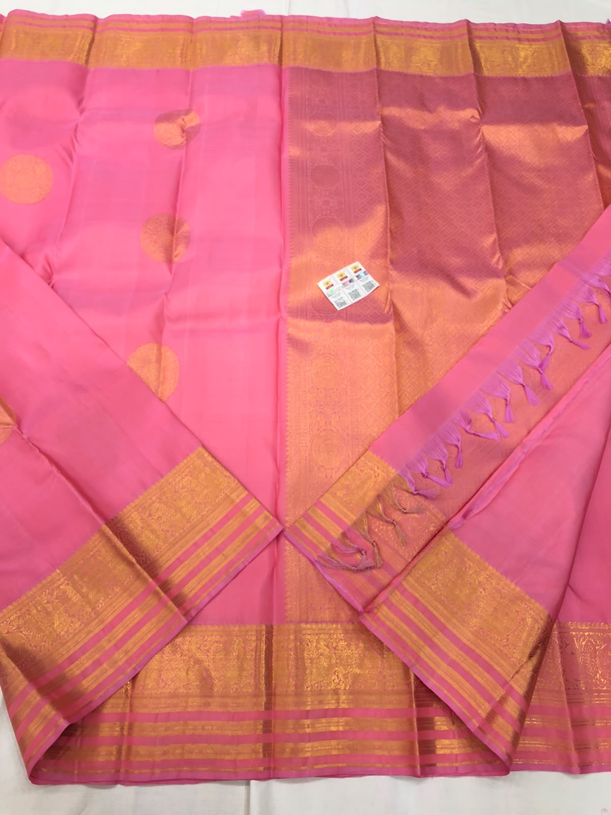 Kanchipuram Pure Silk Saree Bridal Indian Kanjivaram Pink Sari SPK316