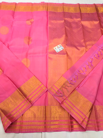 Kanchipuram Pure Silk Saree Bridal Indian Kanjivaram Pink Sari SPK316