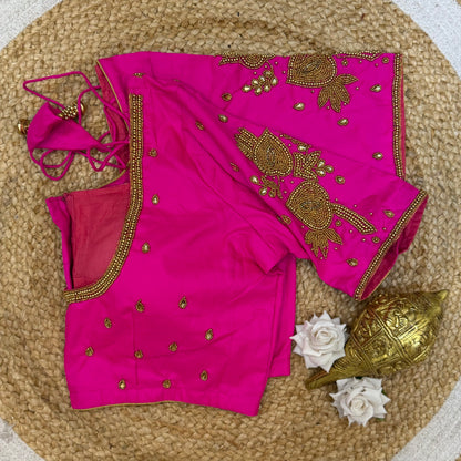 L42” XL Size 12 size Aari Worked Sari Blouse Indian Saree Top Hot Pink B240