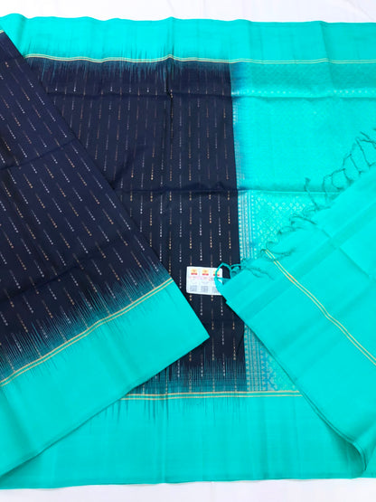 Kanchipuram Pattu Soft Silk Indian Saree Pure Silk Sari Blue SS33