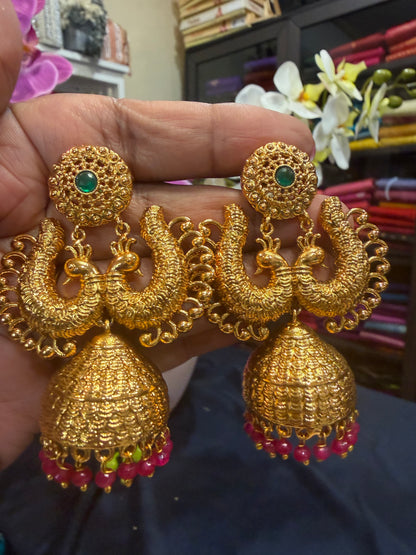 Multi Jumka Jhumka Indian Brass Earrings Jimikki Kammal Indian Jewellery E26