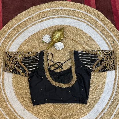 32” XS Size 6 Aari Worked Sari Blouse Indian Saree Top Black B242