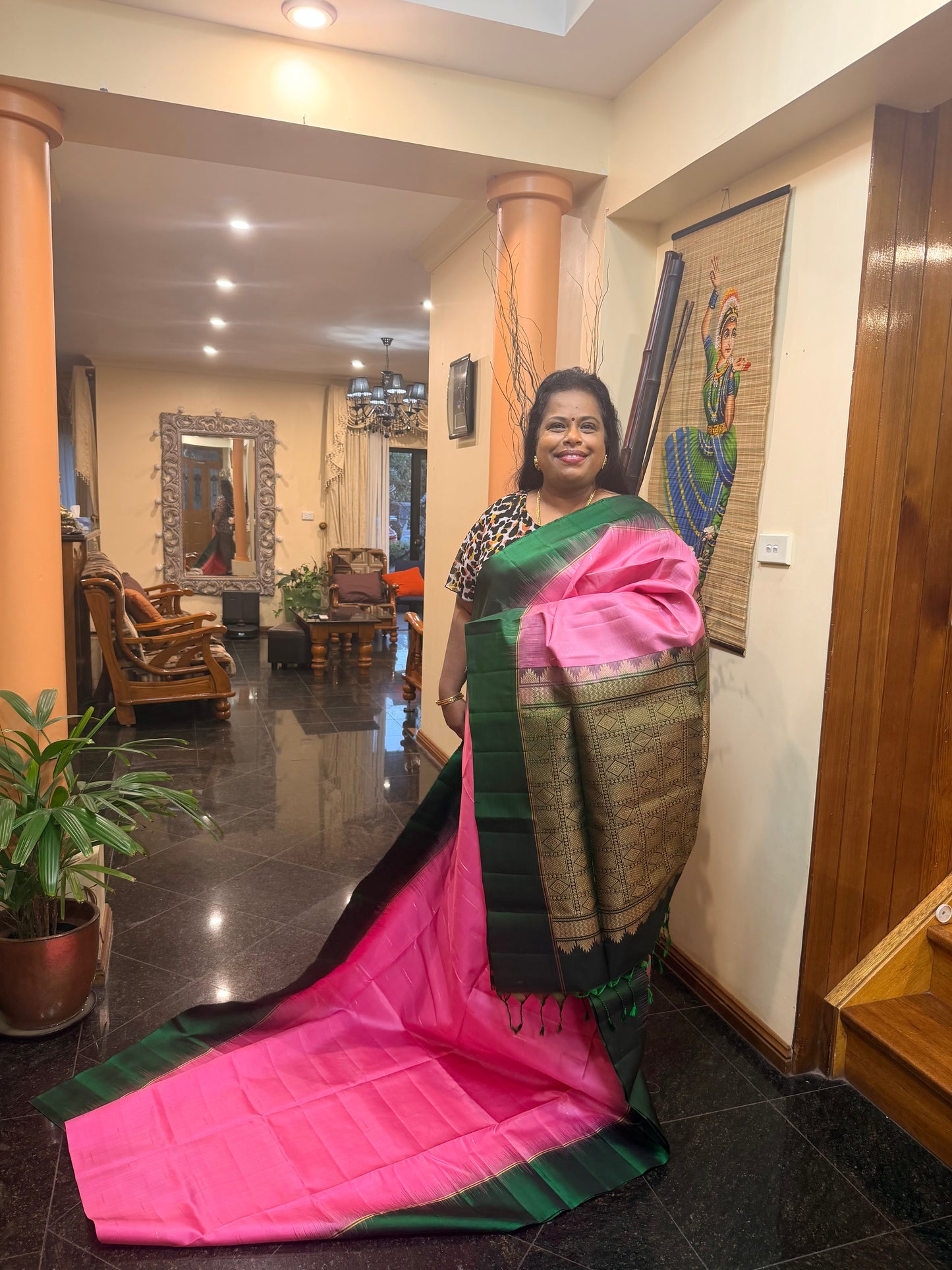 Kanchipuram Pattu Soft Silk Saree Pure Silk Bridal Sari Pink | SS8
