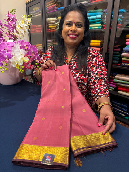 2g Gold Kanchipuram Pure Silk Saree Pink Kanjivaram Sari SPK209