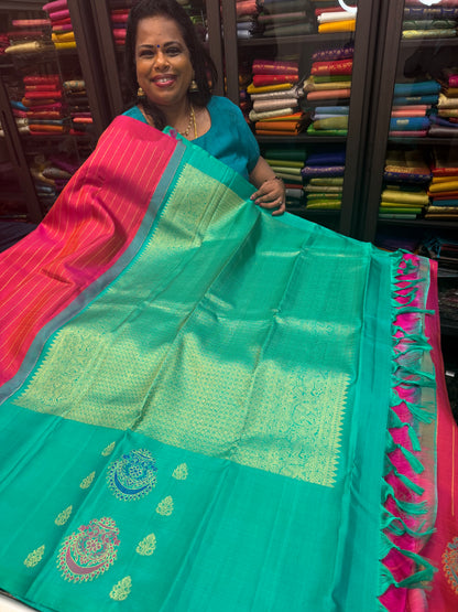 Kanchipuram Pure Silk Saree Bridal Kanjivaram Sari SPK296