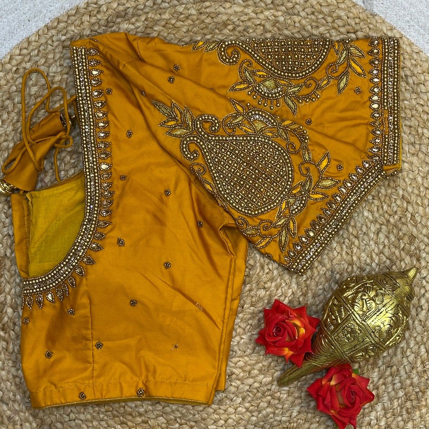 36” Small size Aari Worked Sari Blouse Indian Saree Rusty Orange B203