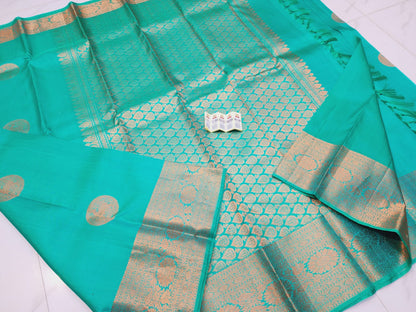Kanchipuram Pure Silk Saree Rexona Green Kanjivaram Sari| SPK137
