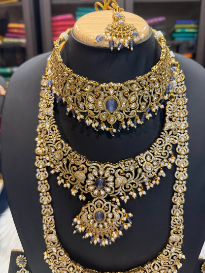 Victorian Polished AD Indian Bridal Necklace set N5