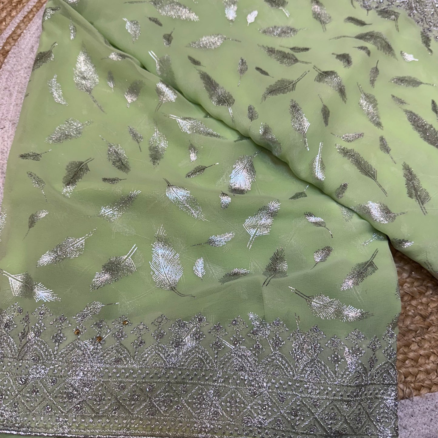 Sari Indian Fancy Party wear Georgette Green Saree SAR11