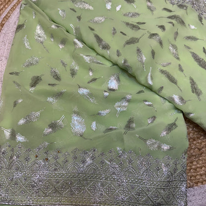 Sari Indian Fancy Party wear Georgette Green Saree SAR11