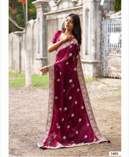 Indian Fancy Party wear Saree Fendi Silk Bollywood Sari C32