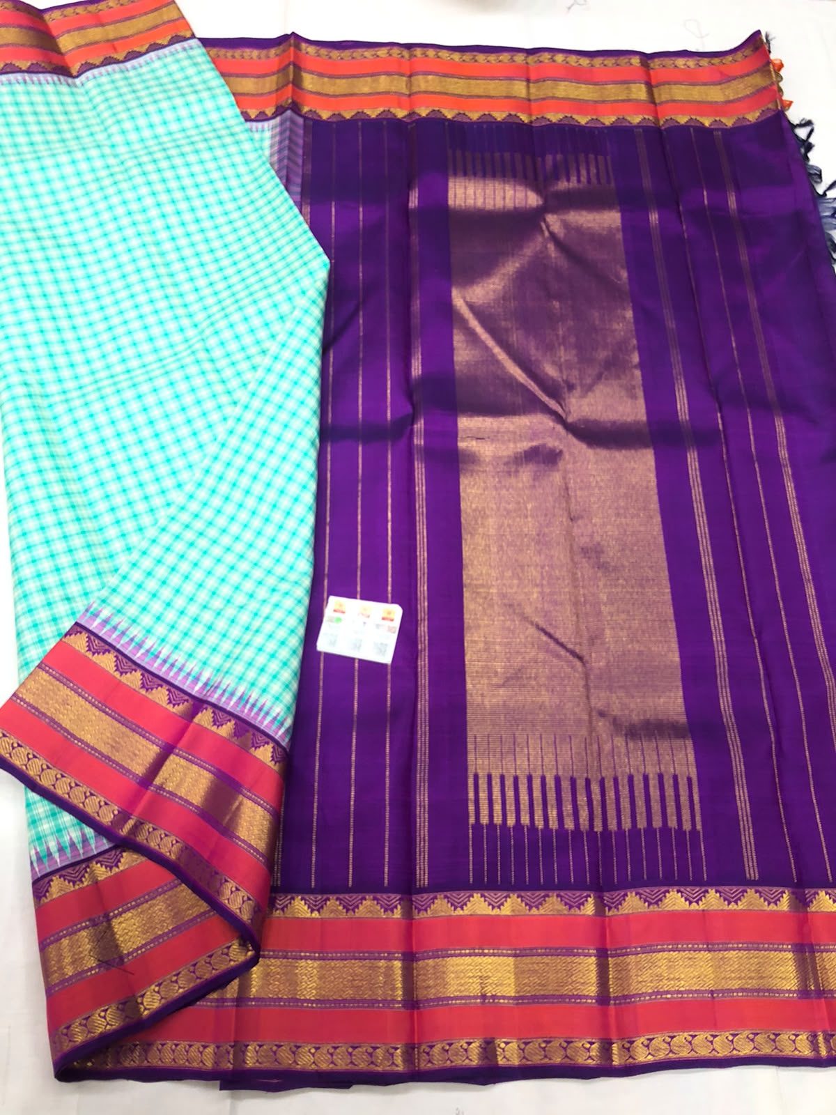 Retta Petta Kanchipuram Pure Silk Saree Bridal Vintage Kanjivaram Sari SPK295