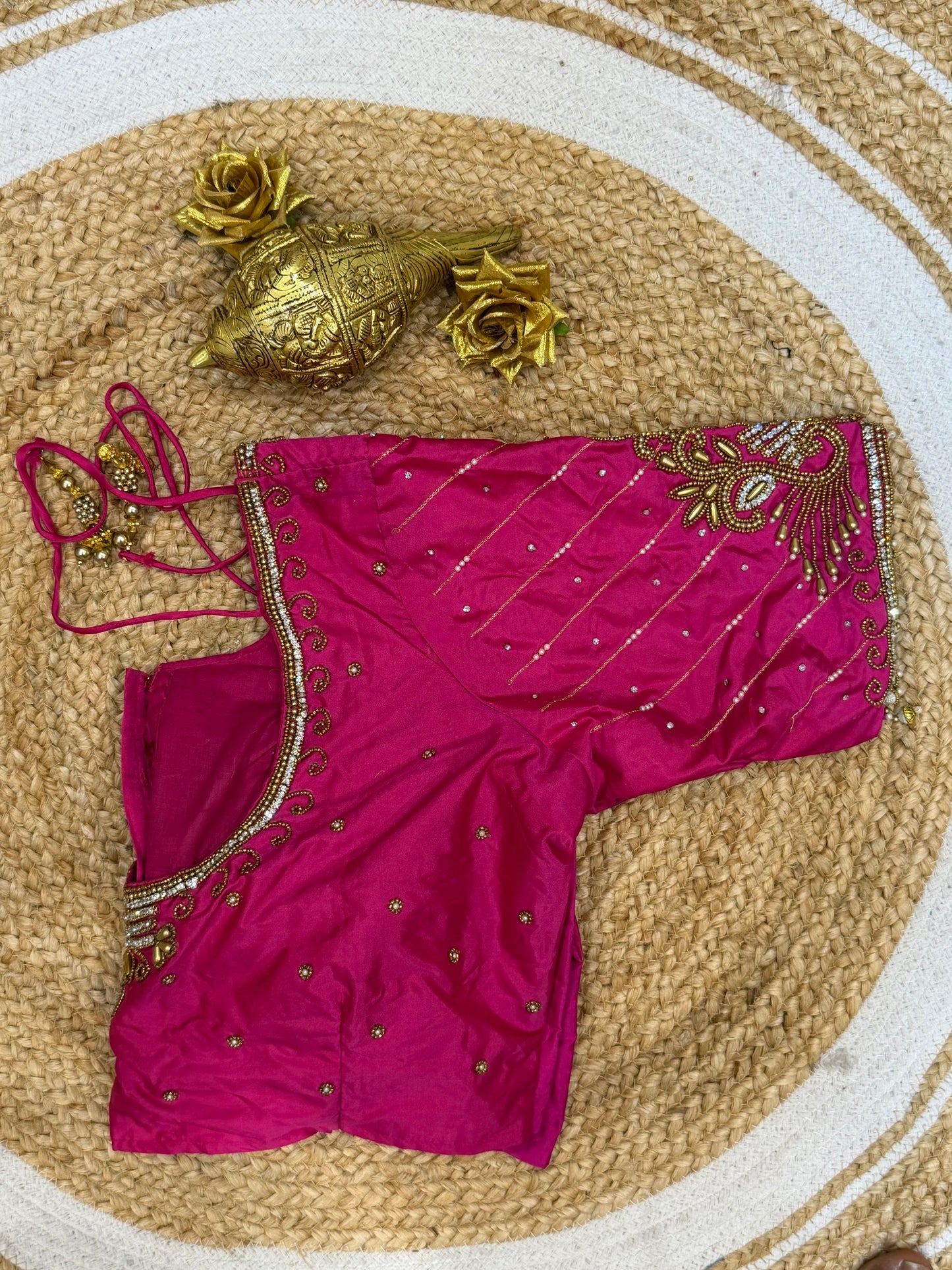 42” XL Size 12 size Aari Worked Sari Blouse Indian Saree Top PinkB150