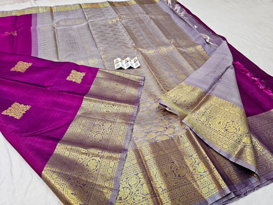 Kanchipuram Pure Silk Saree Bridal Magenta Kanjivaram Sari SPK289