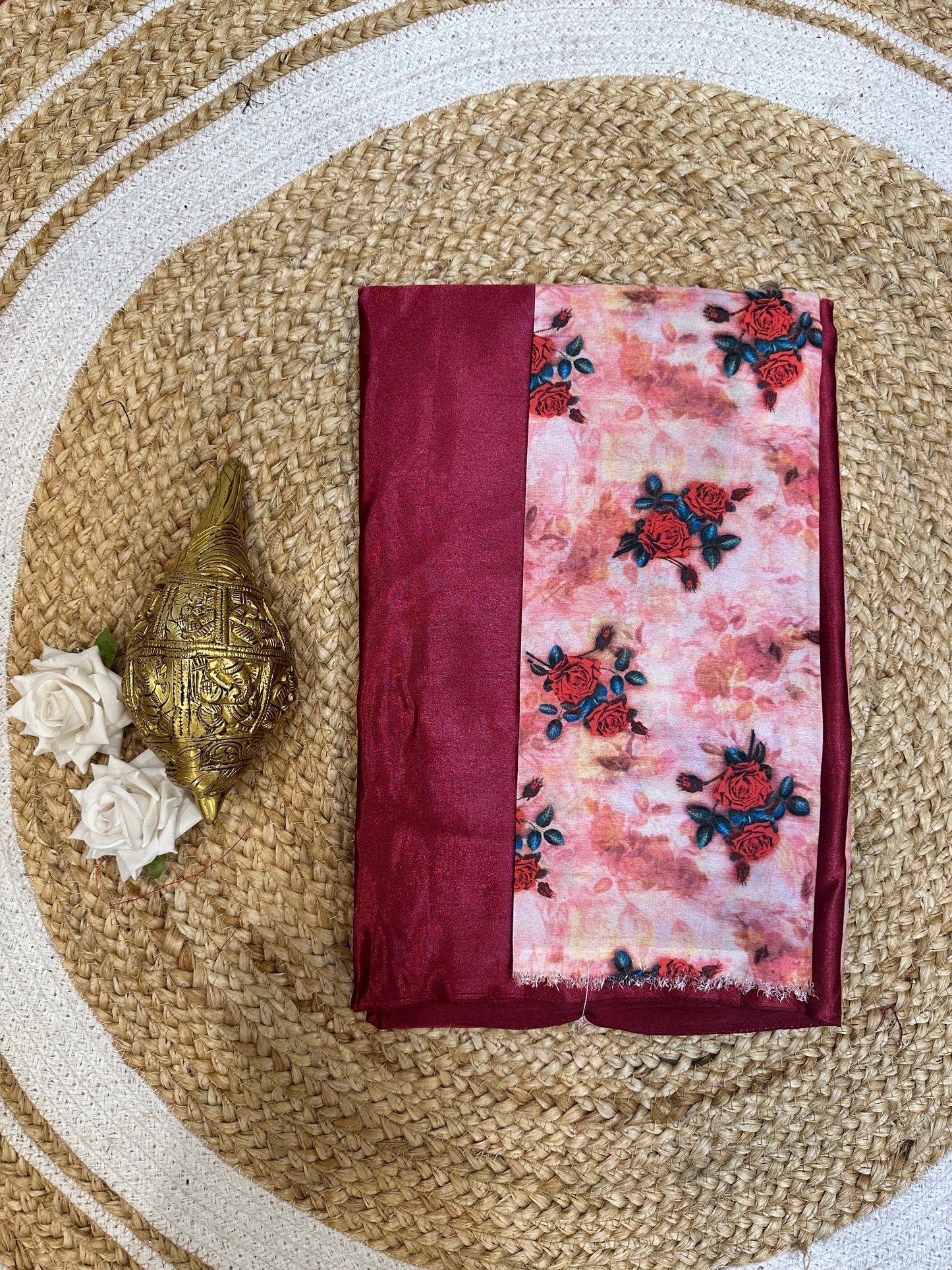 Fancy Party wear Satin Sari Indian Casual Pink Saree S105