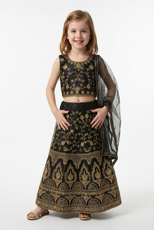 18” Size Age 1 Black Indian Lehenga Pavadai Sattai Skirt Top G72 Col 2