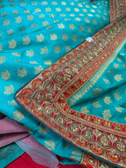 Sari Indian Fancy Party wear Saree Turquoise Green SAR5