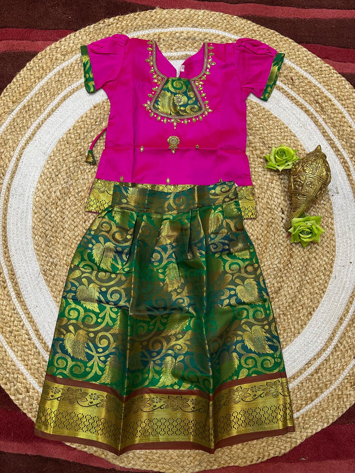 20” Size 2 Indian Lehenga Pattu Pavadai Sattai Skirt Top G3