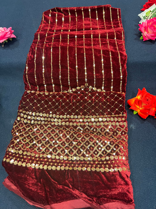 Velvet Blouse material 1 meter Maroon M4
