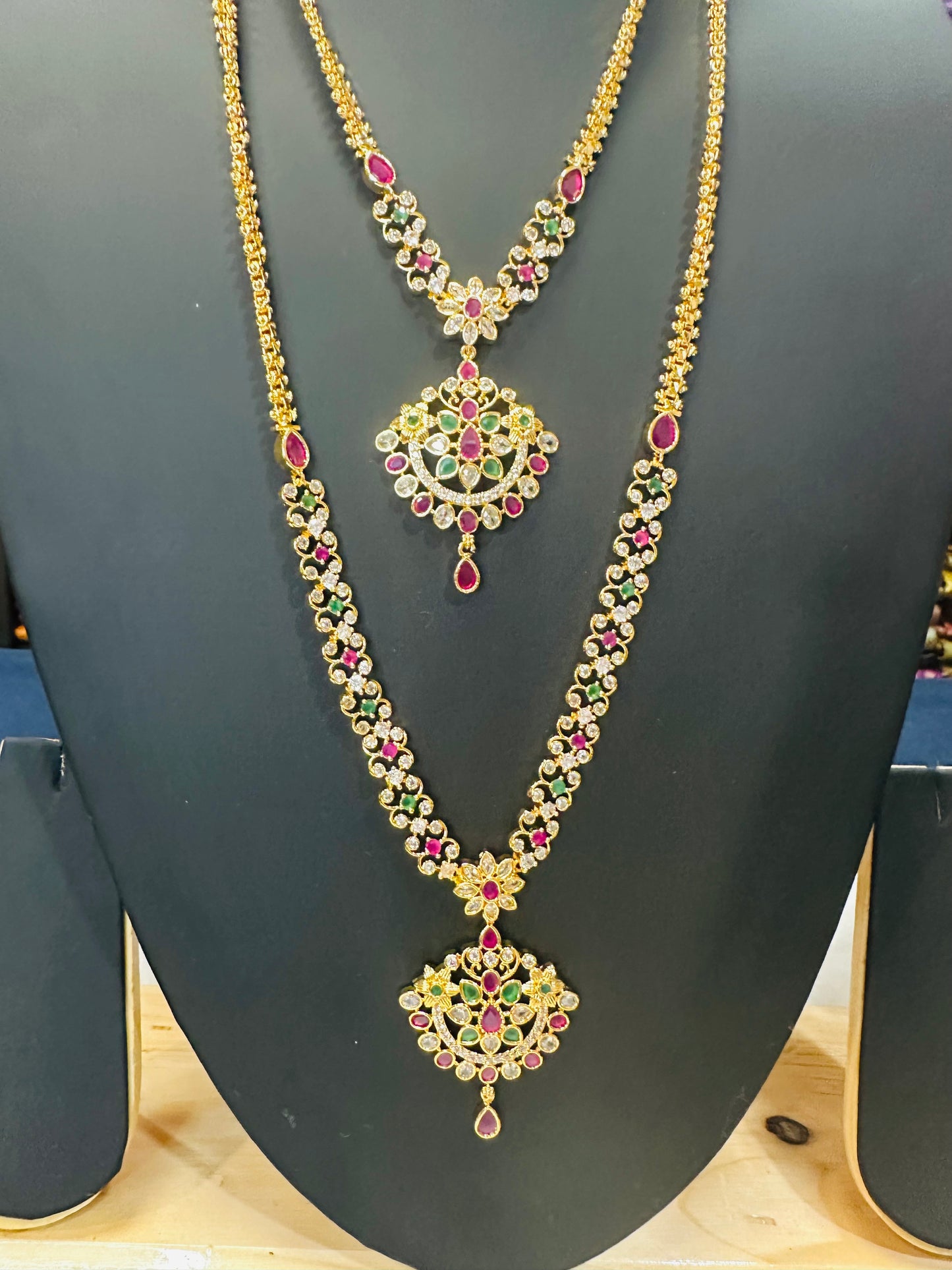 Forming Gold Temple Indian Necklace Multi Addiyal Jewellery N41