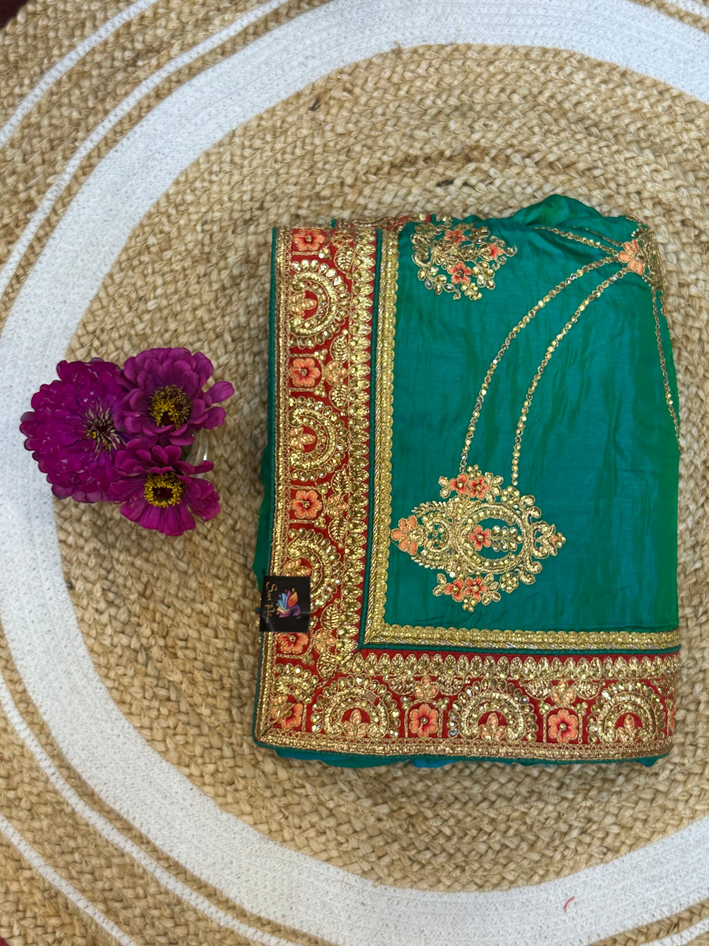 Green  Fancy Party wear Sari Indian Saree S39