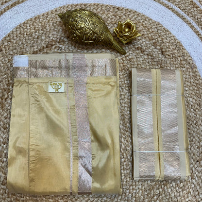 Men’s South Indian Vesti Semi Silk Ready to wear Vetti Dhotti Sandalwood V19