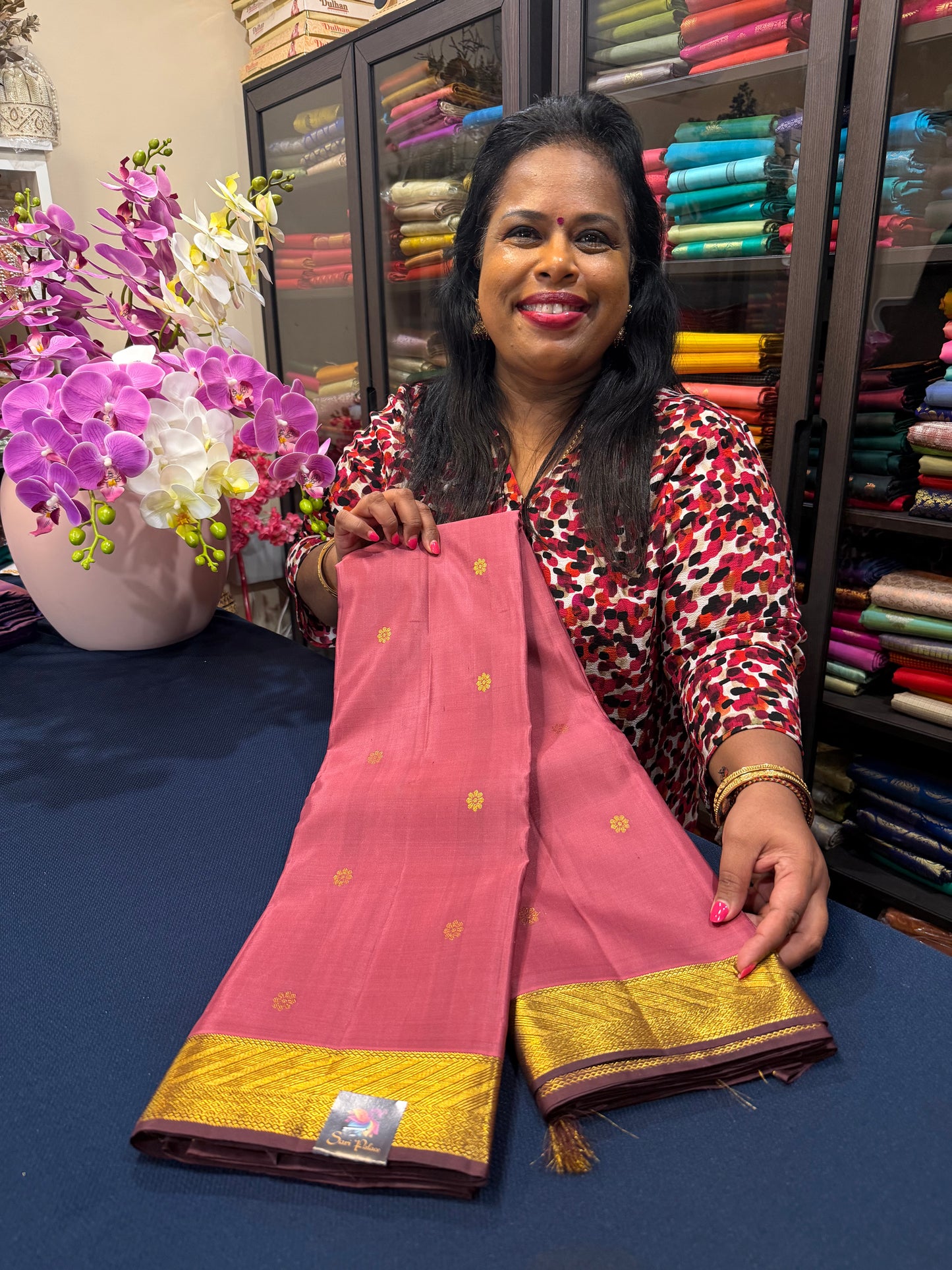 2g Gold Kanchipuram Pure Silk Saree Pink Kanjivaram Sari SPK209