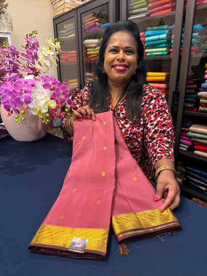 2g Gold Kanchipuram Pure Silk Saree Pink Kanjivaram Sari SPK209