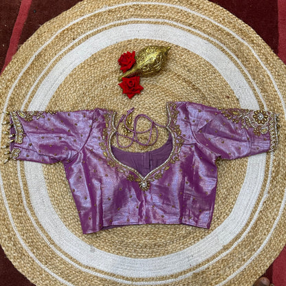 38” M Size 8 Aari Worked Sari Blouse Indian Saree Top Metallic Pink B294