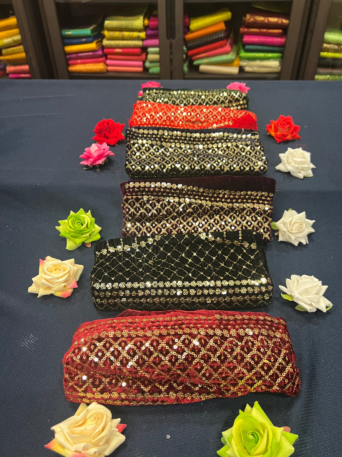 Velvet Blouse material 1 meter Red M5