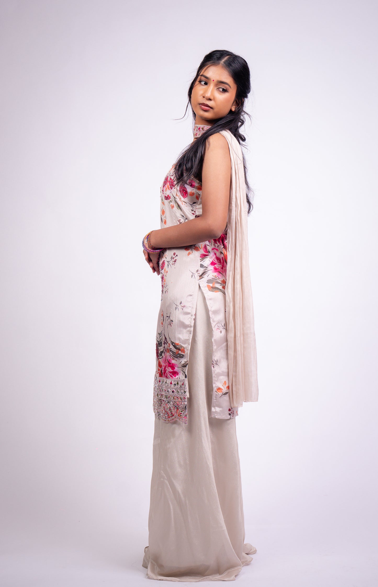 Floral Indian Indowestern Outfit Salwar Kameez Plazzo Suit S51