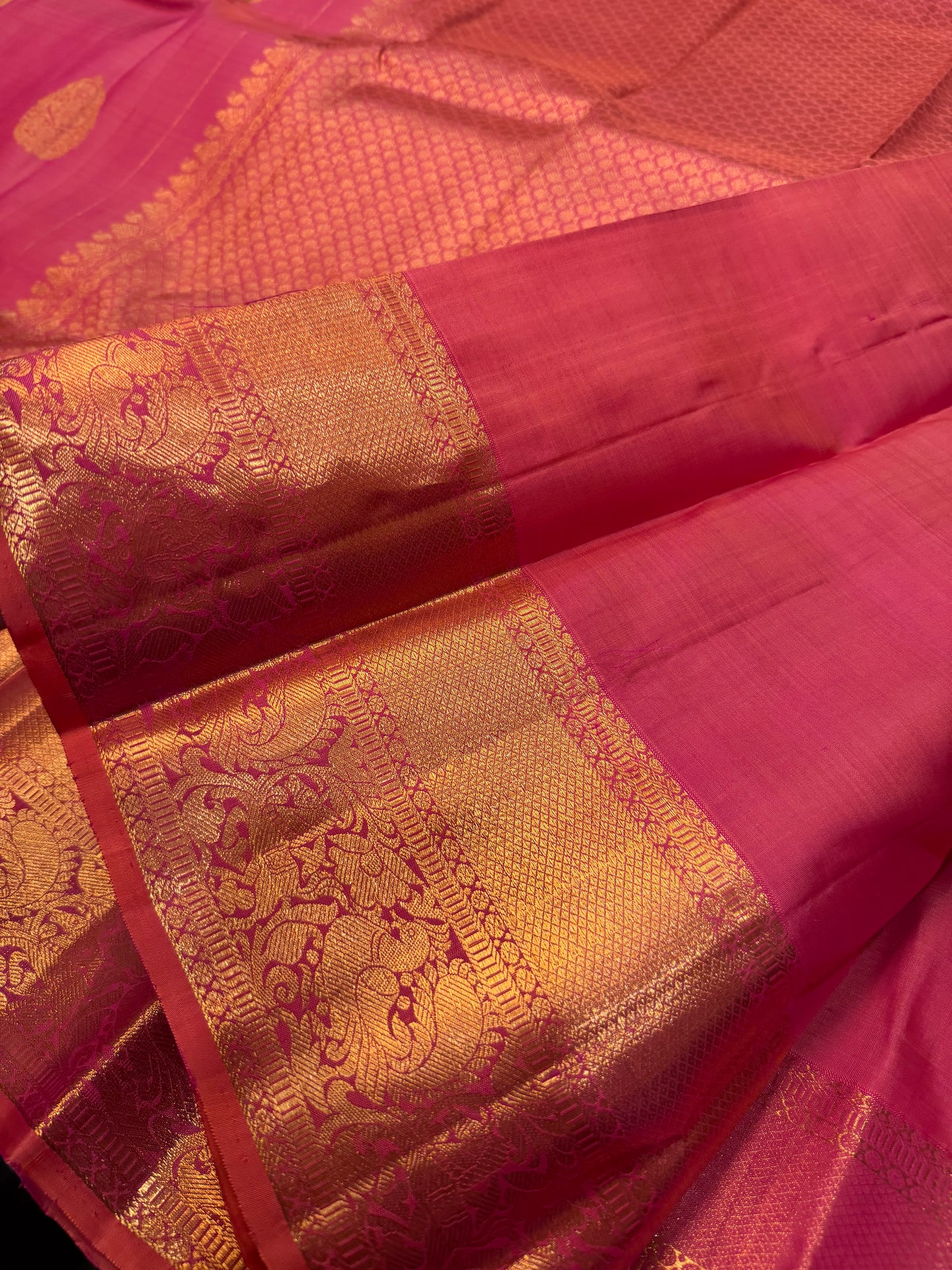 Kanchipuram Pure Silk handloom Saree Indian Kanjivaram Pink Sari SPK425