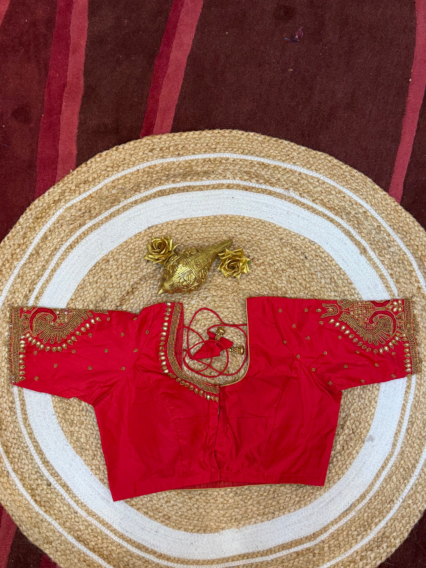 42” XL Size 12 size Aari Worked Sari Blouse Indian Saree Top Red B148