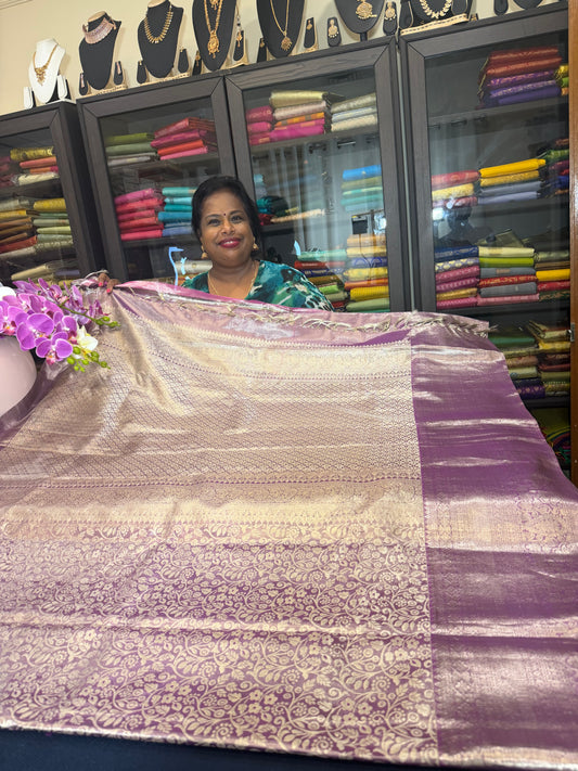 Kanchipuram Pure Silk Saree Bridal Tissue Kanjivaram Sari  SPK203