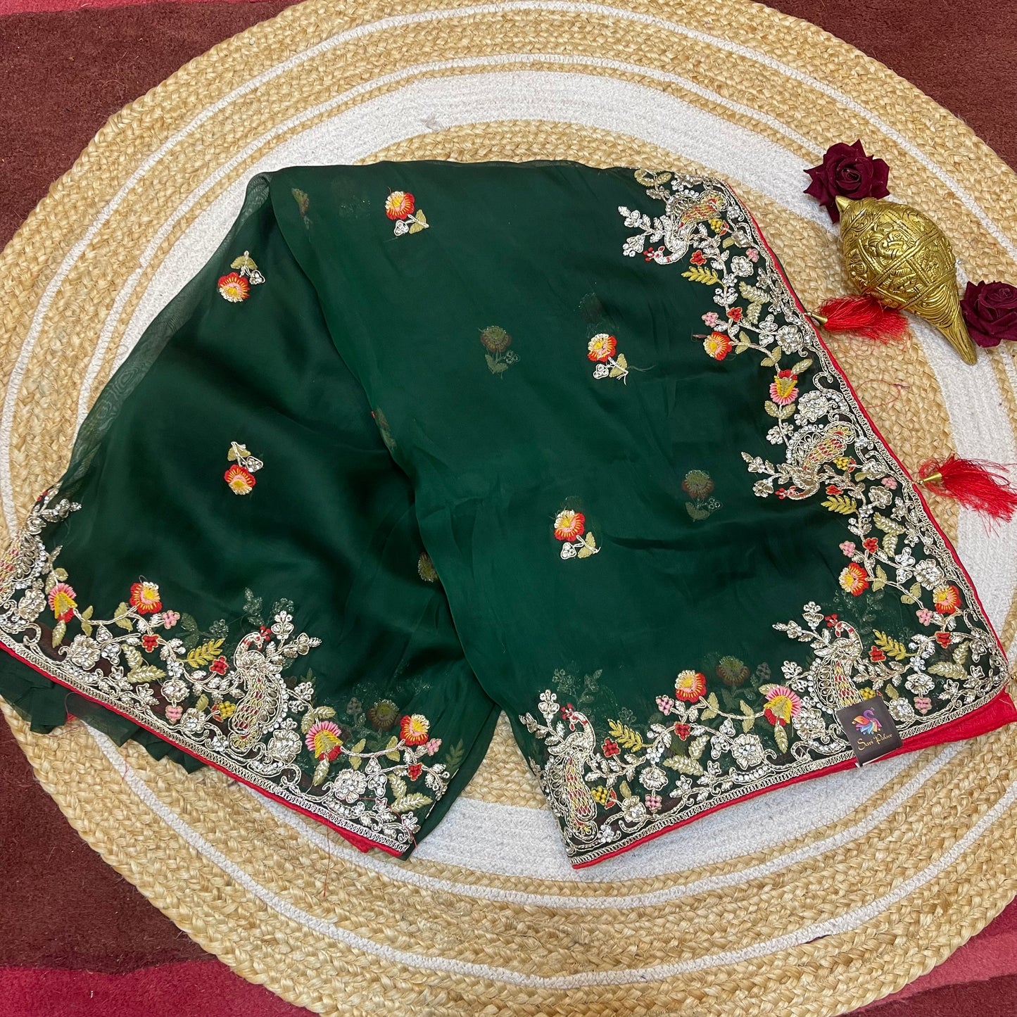 Sari Indian Fancy Party wear Green Saree SAR12