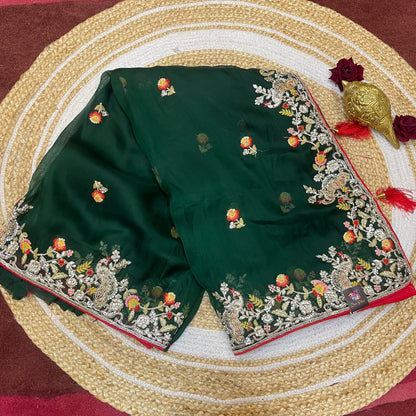 Sari Indian Fancy Party wear Green Saree SAR12