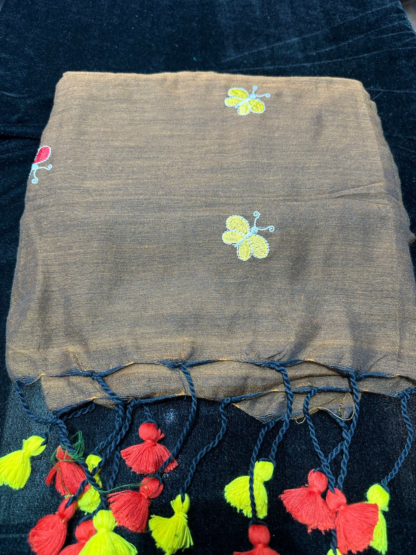 Khadi Soft Cotton Linen Sari Indian Saree Brown S77